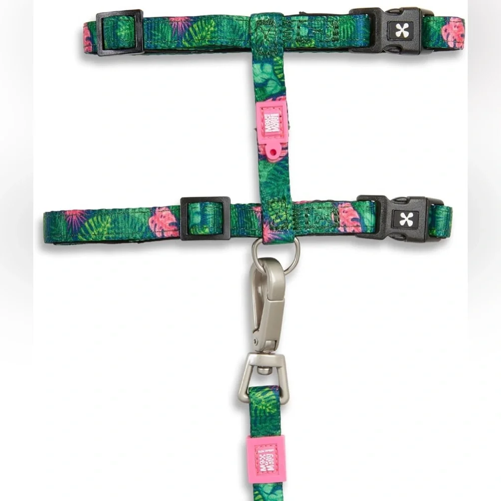 Max and Molly Adjustable Cat Harness and Leash Set - Tropical